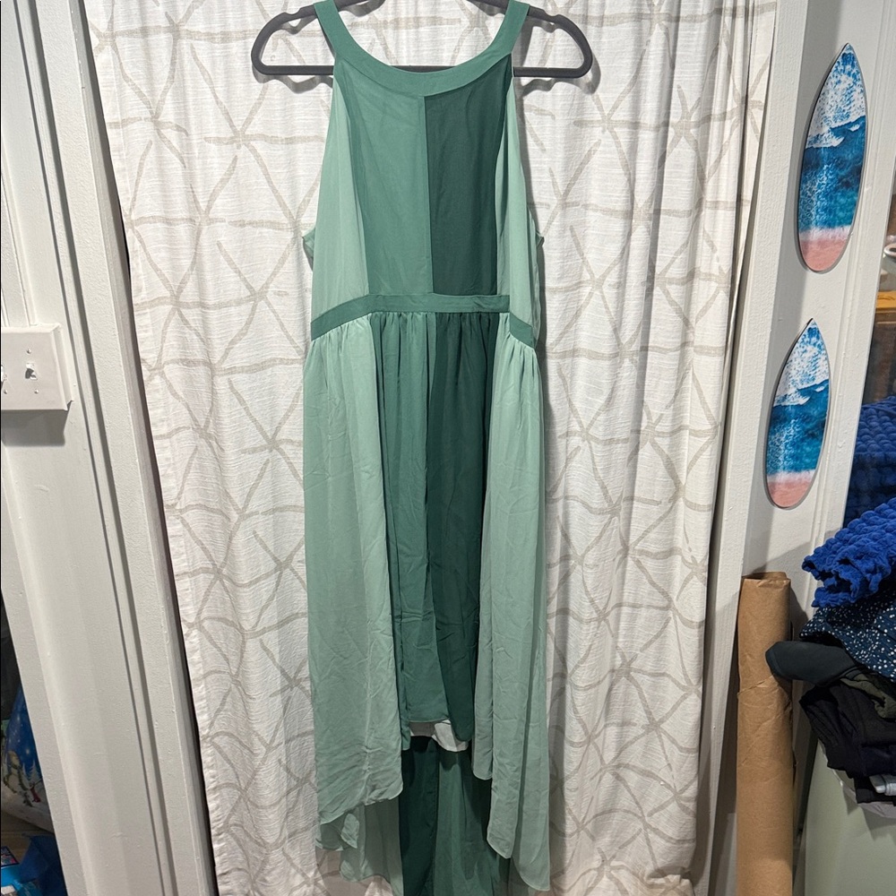 Modcloth XL multicolor green Sleeveless high low Dress